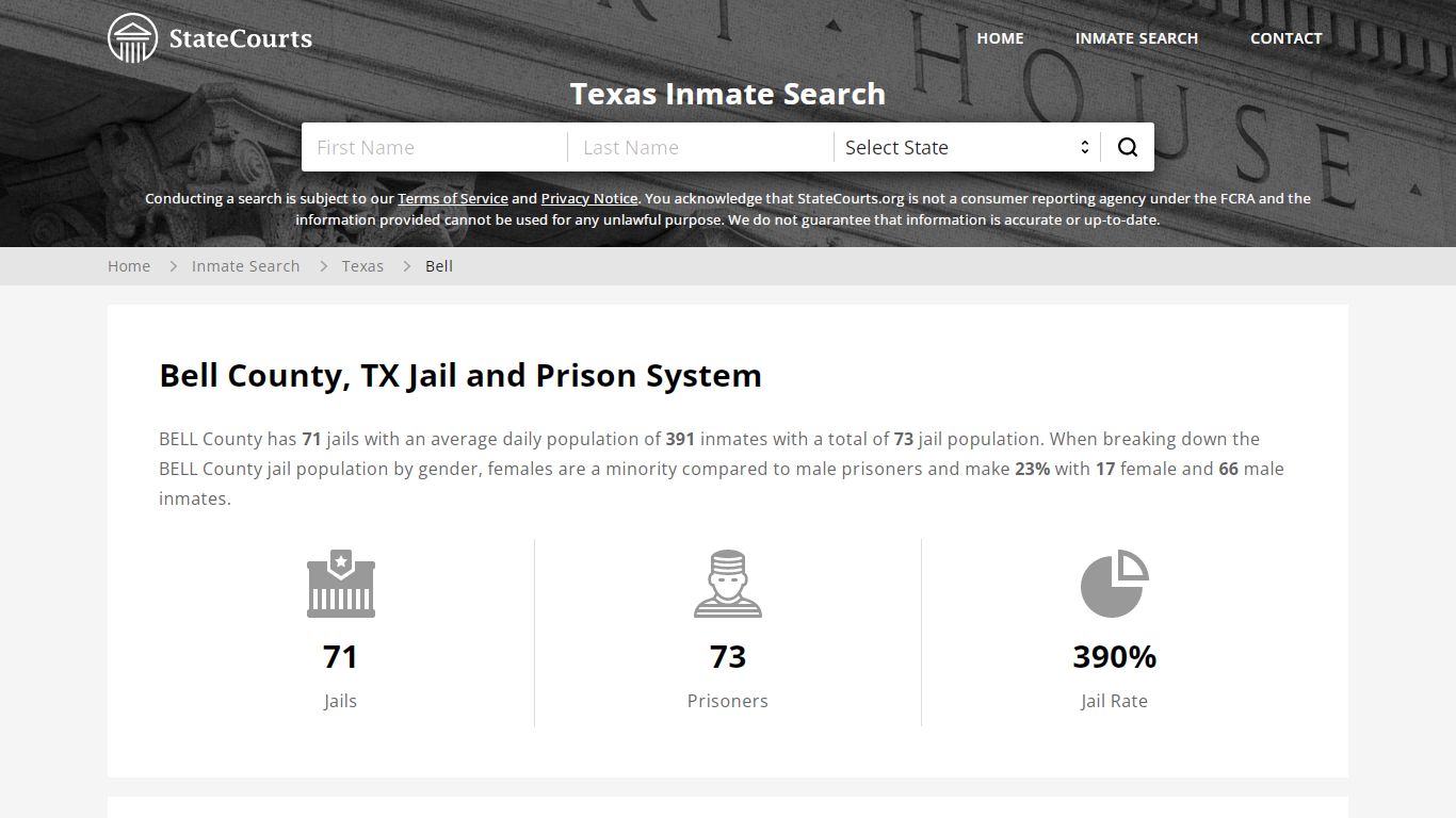 Bell County, TX Inmate Search - StateCourts